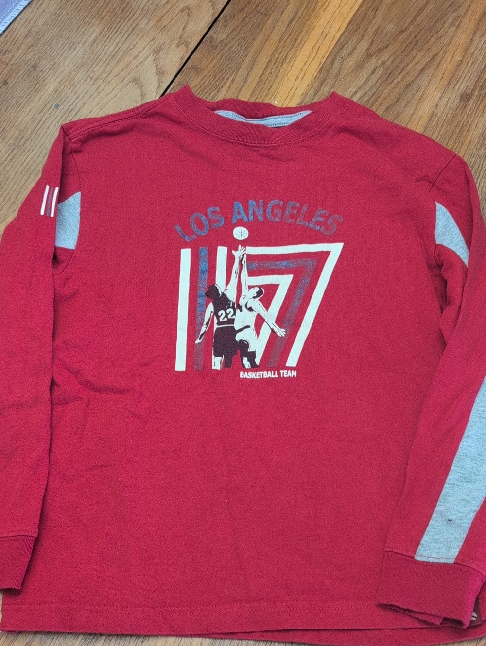 Kids Red 'Los Angeles Basketball Team' Long Sleeve Tee